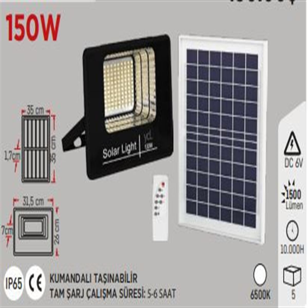 150W SOLAR KUMANDALI  PROJEKTÖR 1